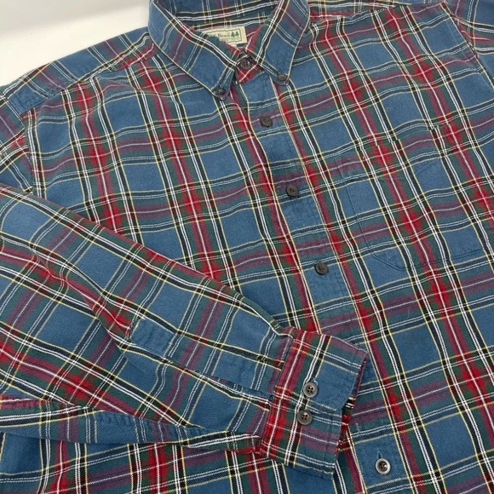 L.L. Bean Flannel Longsleeve Shirt Cotton‎ Plaid Fall Winter Wear  Sz.Large Reg.